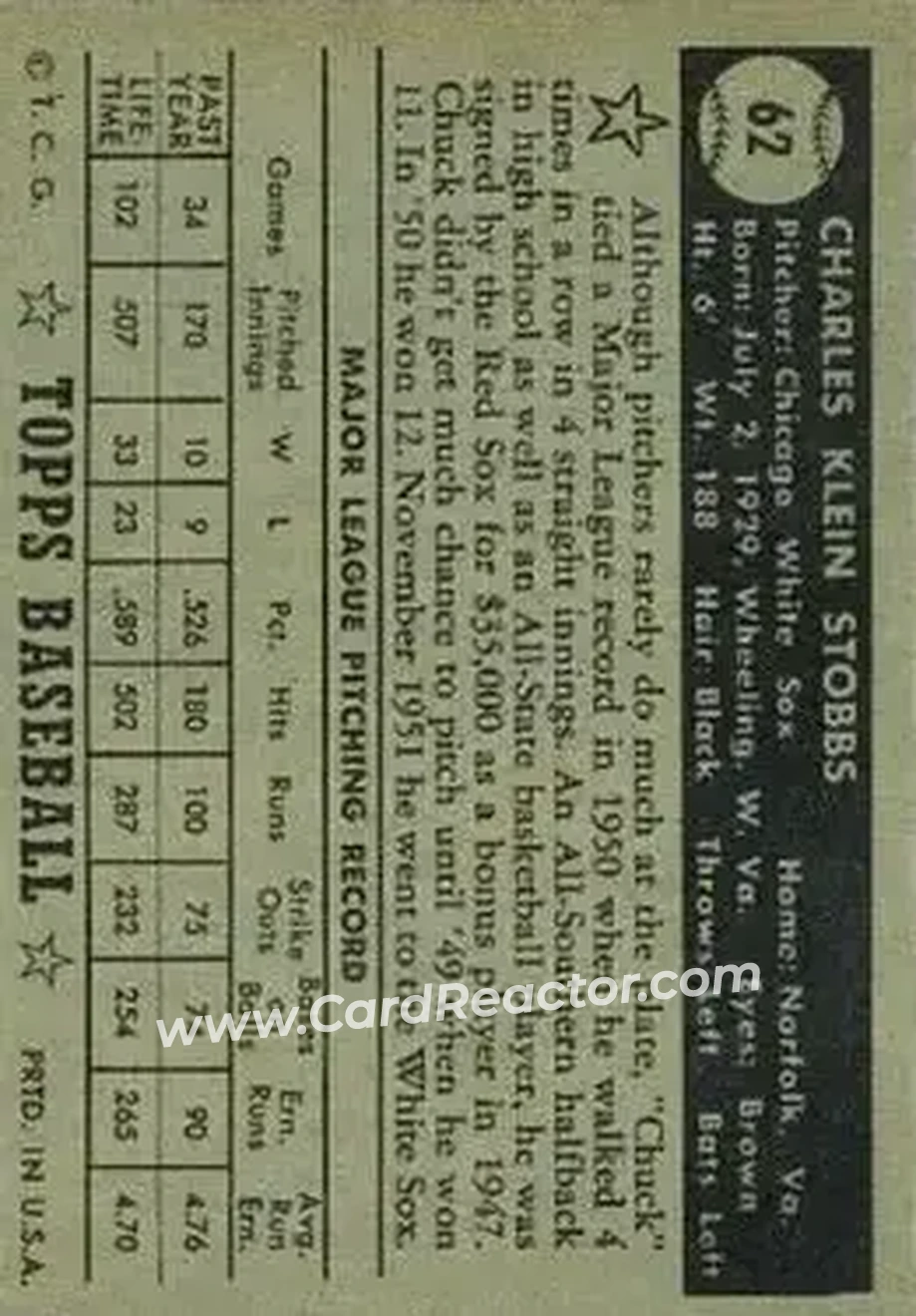 Back of Chuck Stobbs