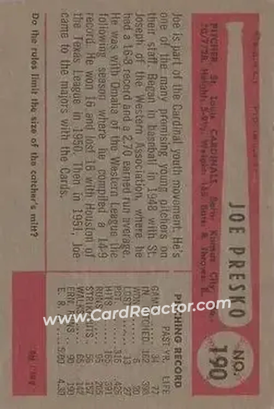 Back of Joe Presko