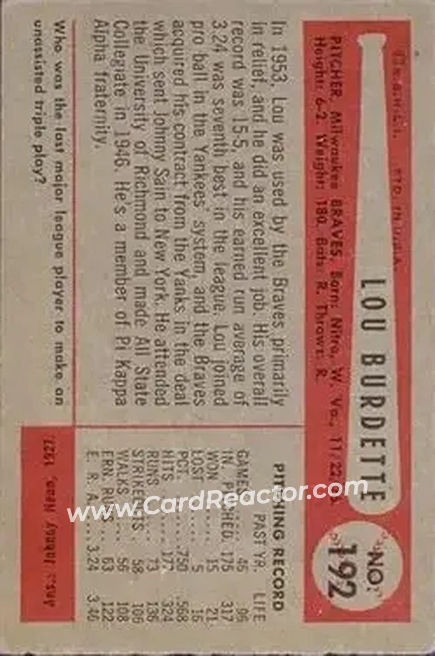 Back of Lew Burdette