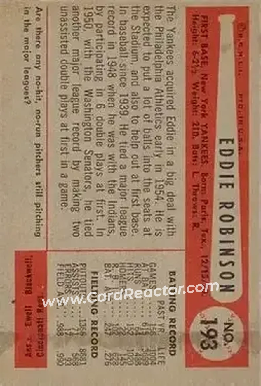 Back of Eddie Robinson