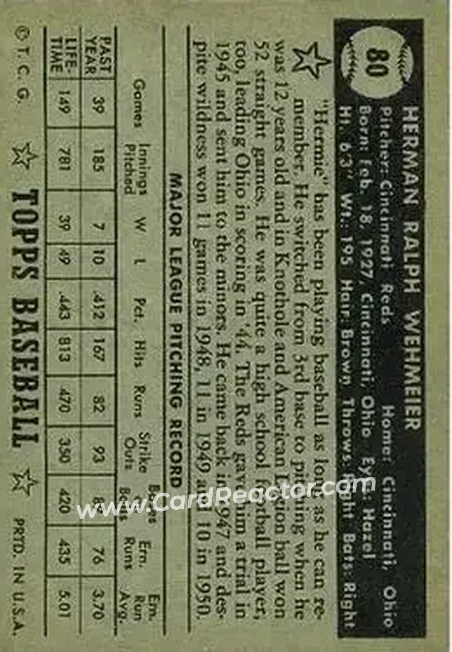 Back of Herman Wehmeier