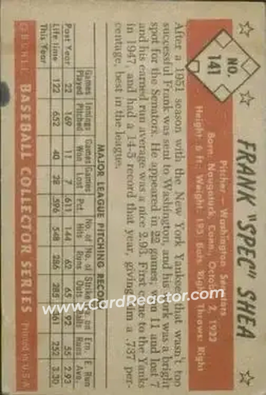 Back of Frank "Spec" Shea