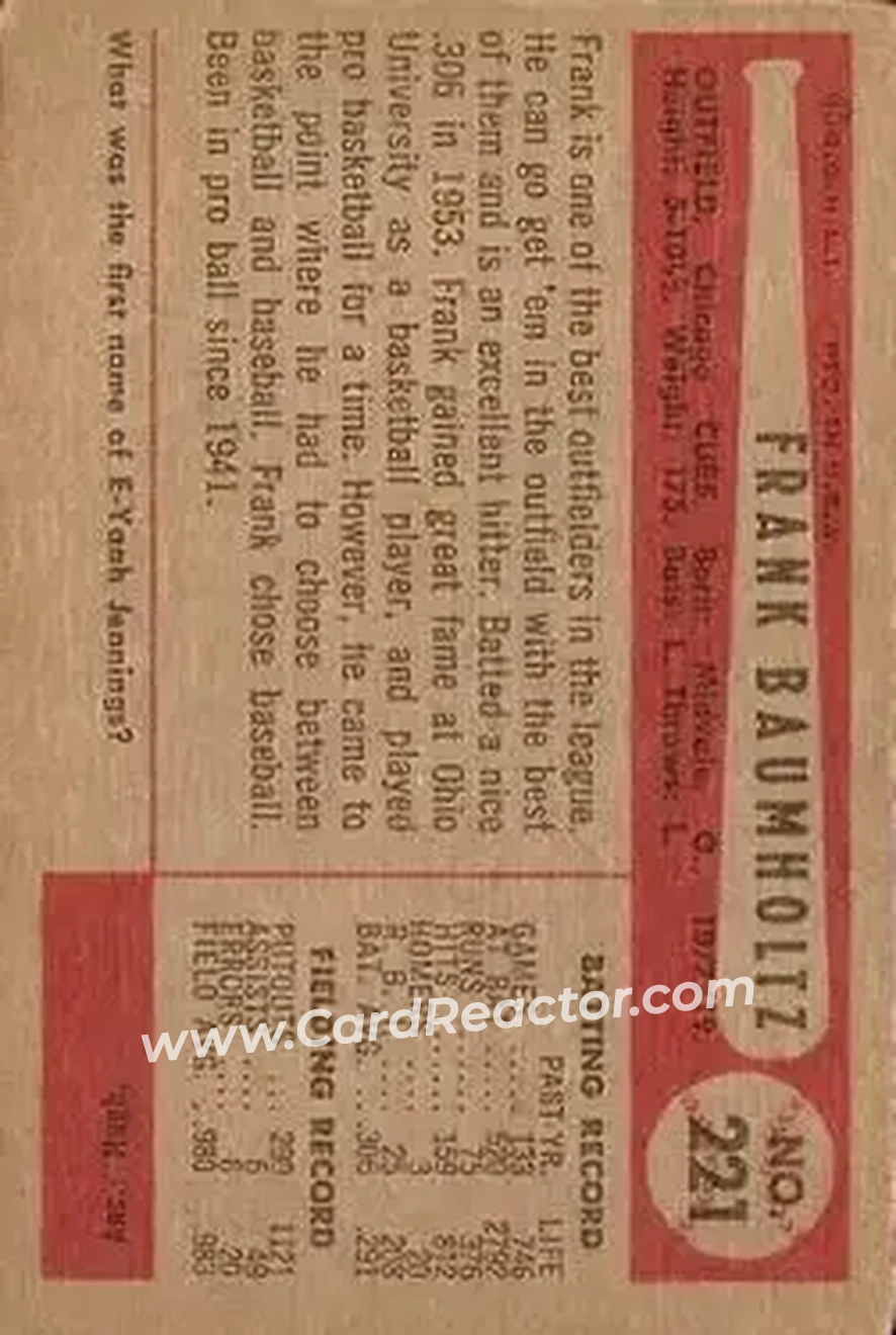 Back of Frank Baumholtz