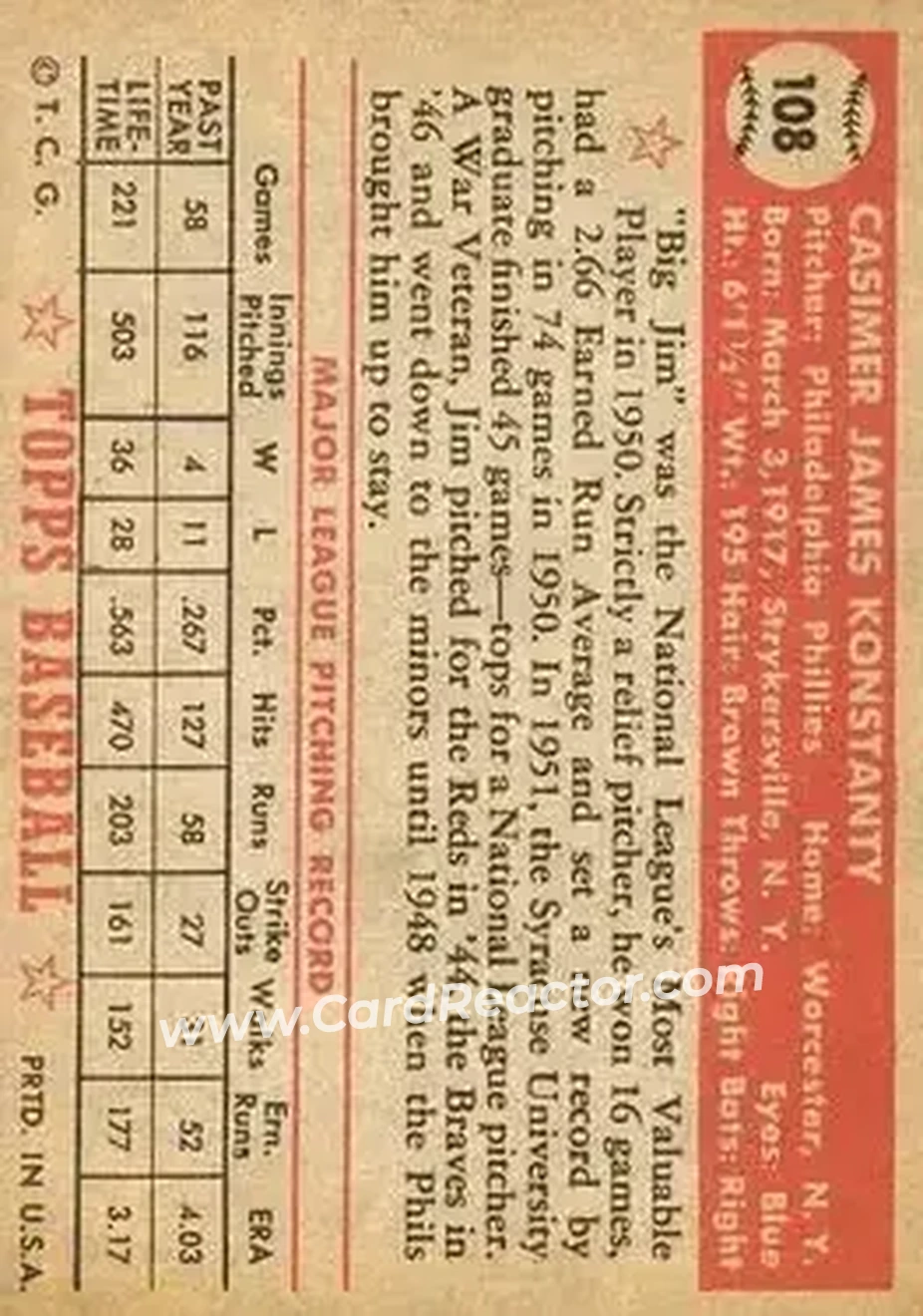 Back of Jim Konstanty
