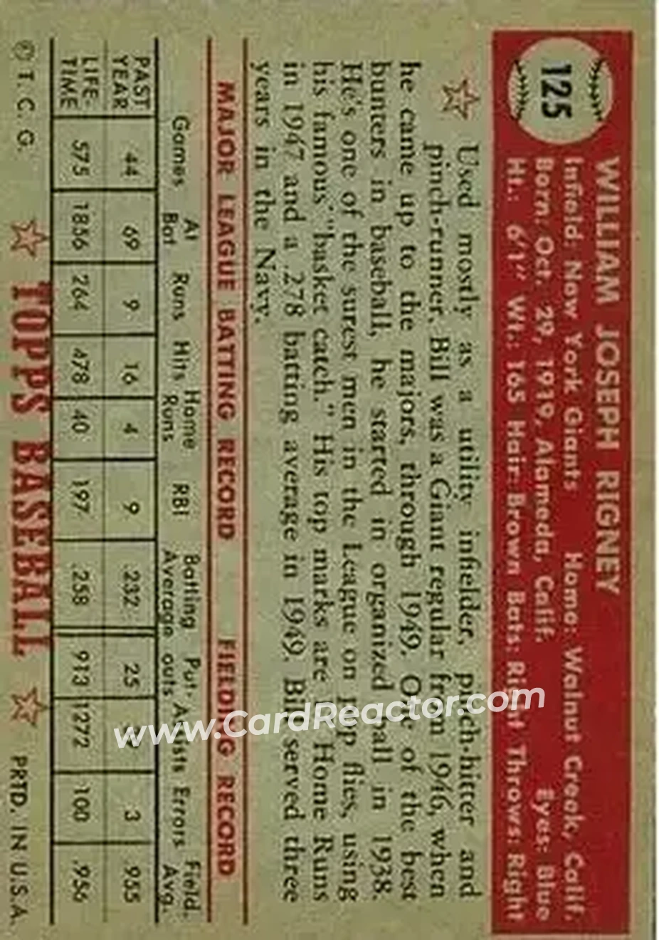 Back of Bill Rigney