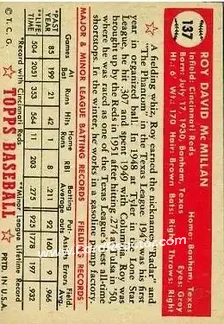 Back of Roy McMillan