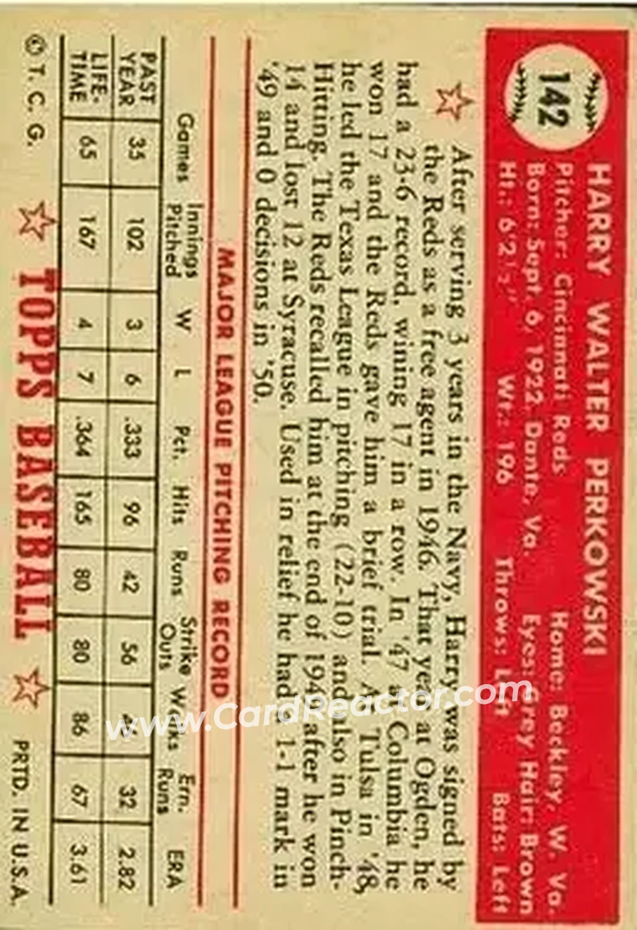 Back of Harry Perkowski
