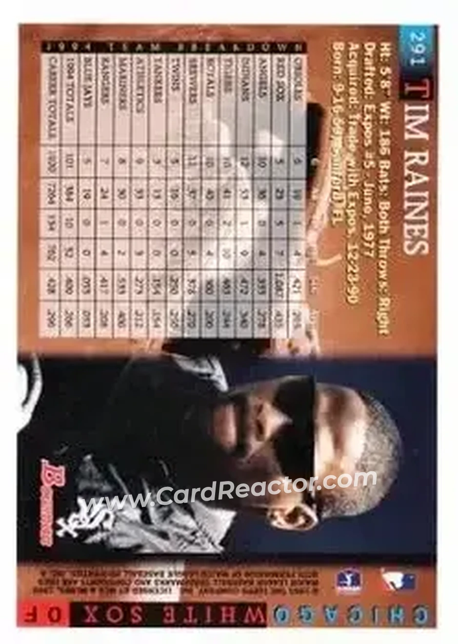 Back of Tim Raines