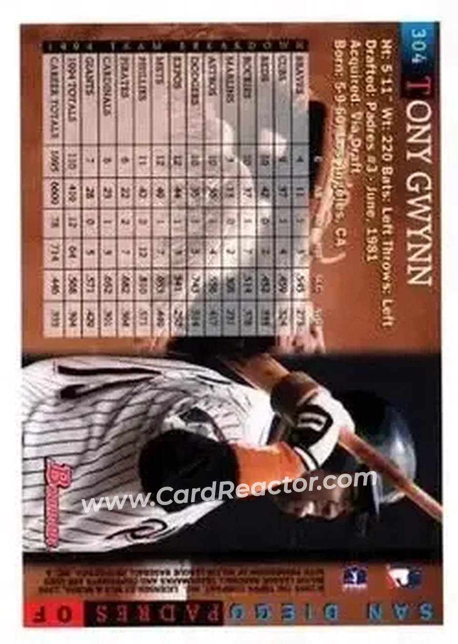 Back of Tony Gwynn