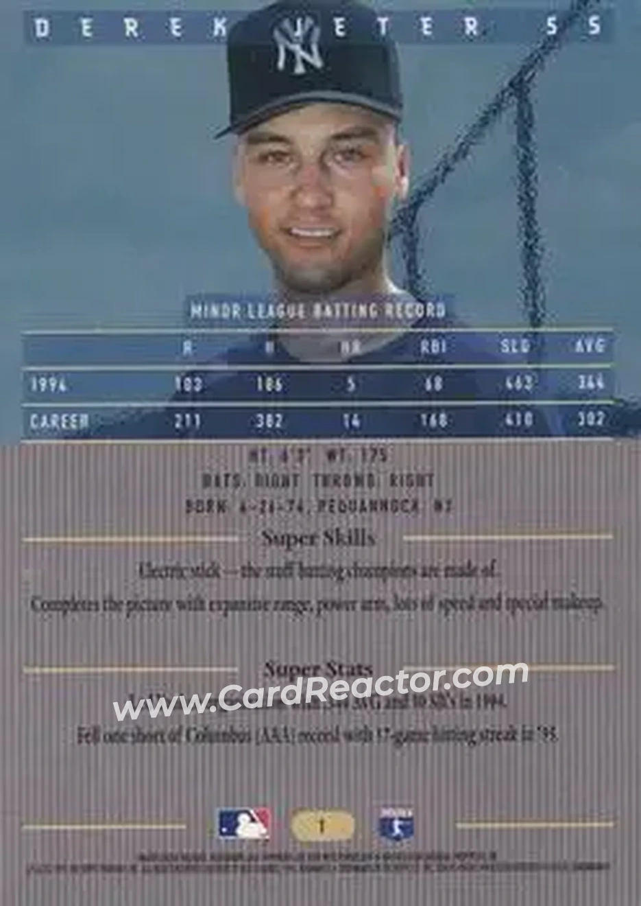 Back of Derek Jeter