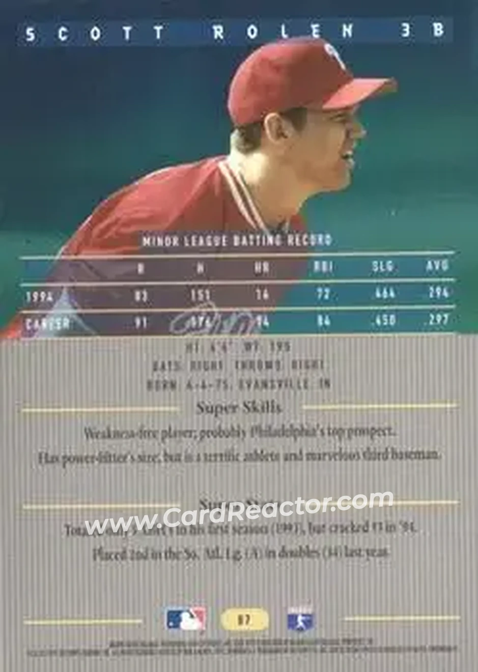 Back of Scott Rolen
