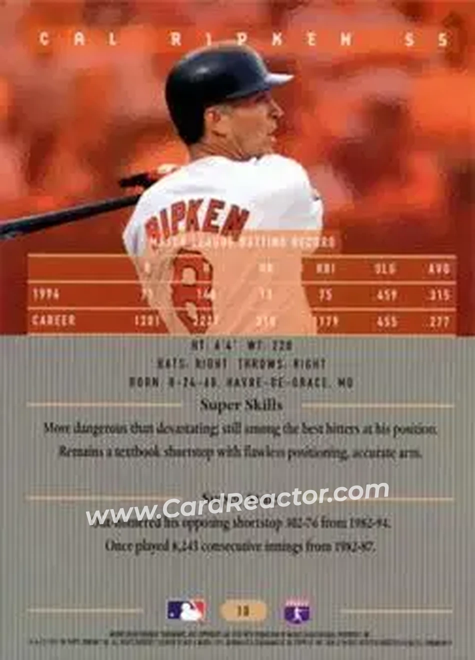 Back of Cal Ripken