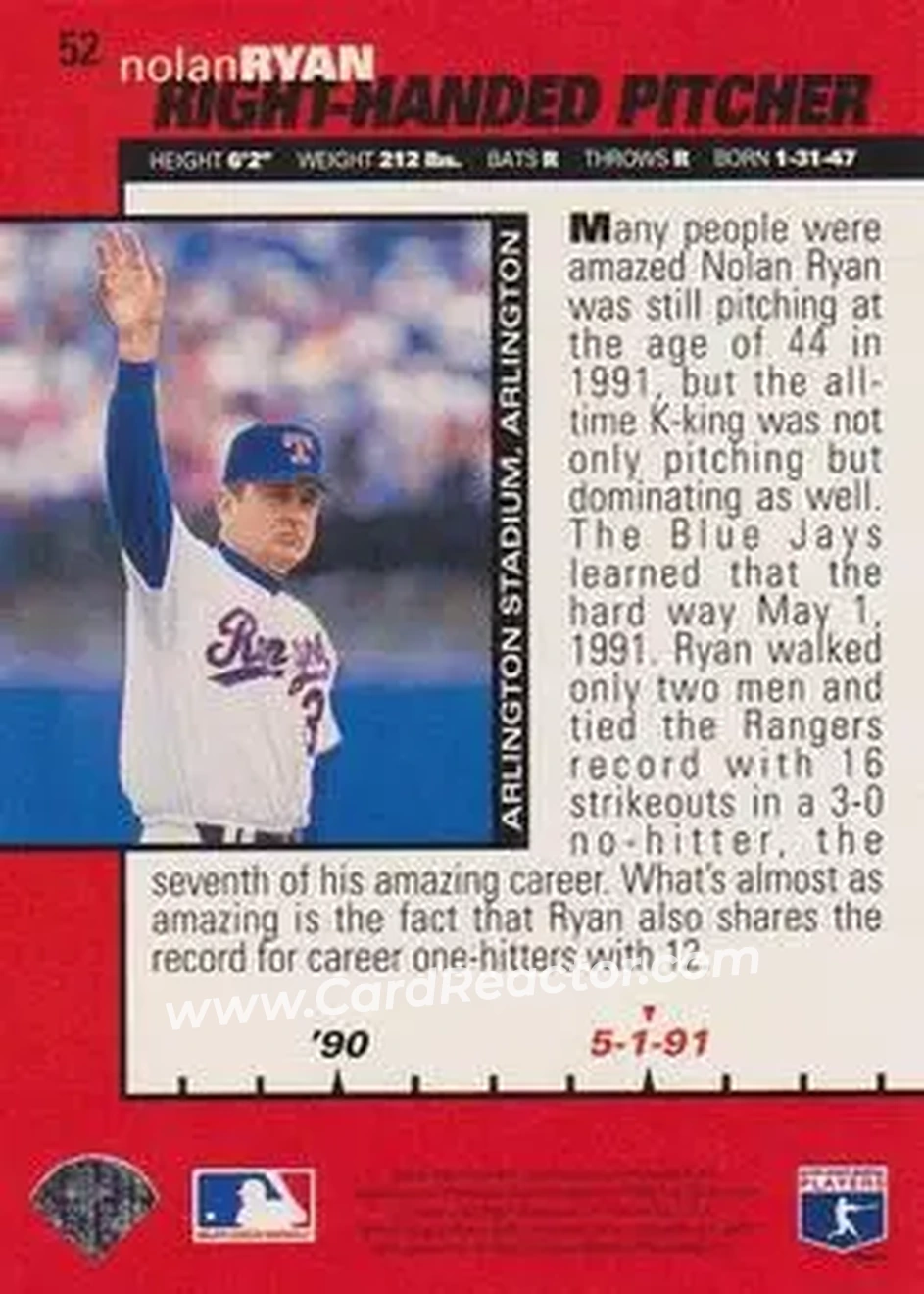 Back of Nolan Ryan