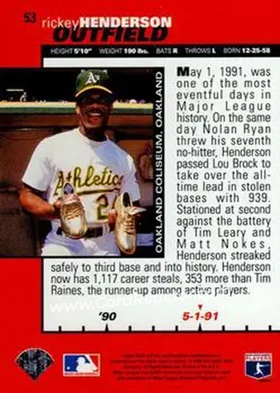 Back of Rickey Henderson