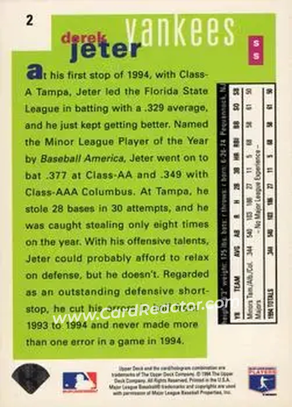 Back of Derek Jeter