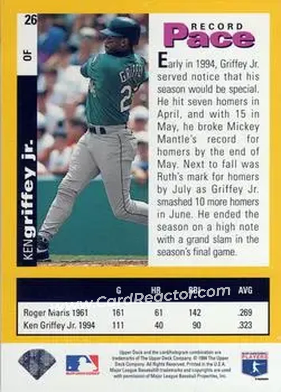 Back of Ken Griffey Jr.