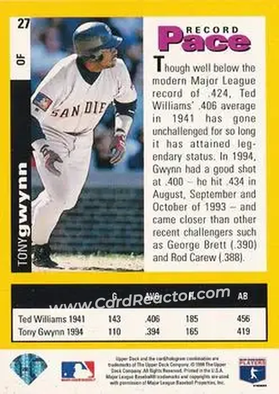 Back of Tony Gwynn