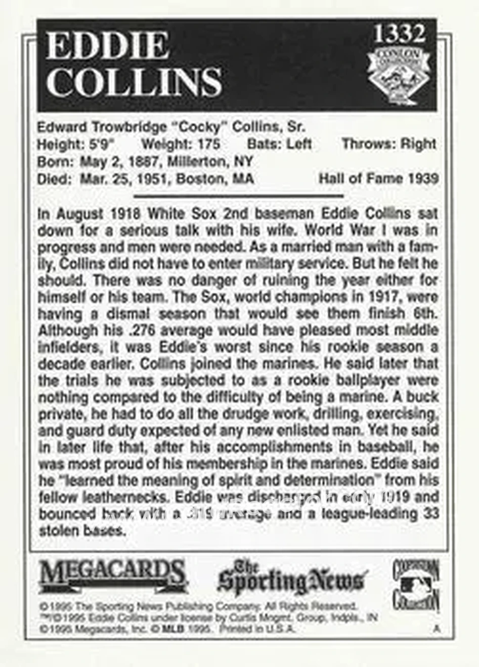 Back of Eddie Collins