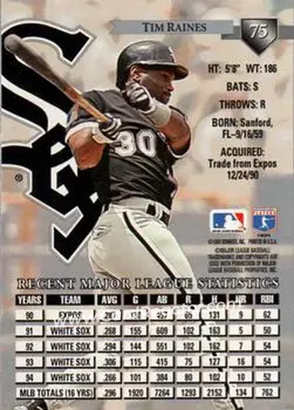 Back of Tim Raines
