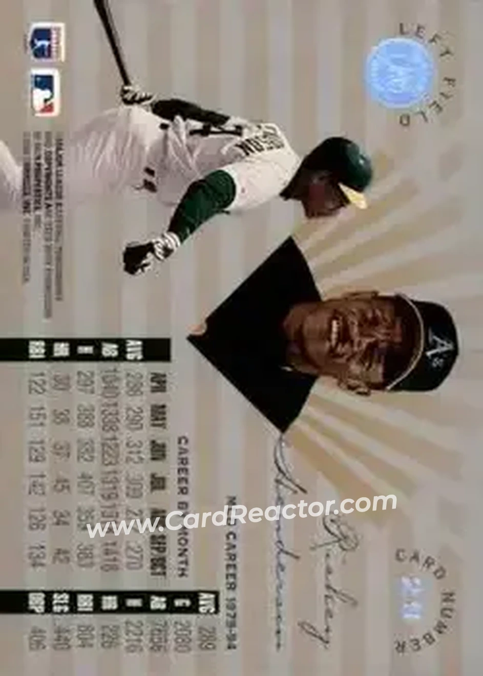 Back of Rickey Henderson