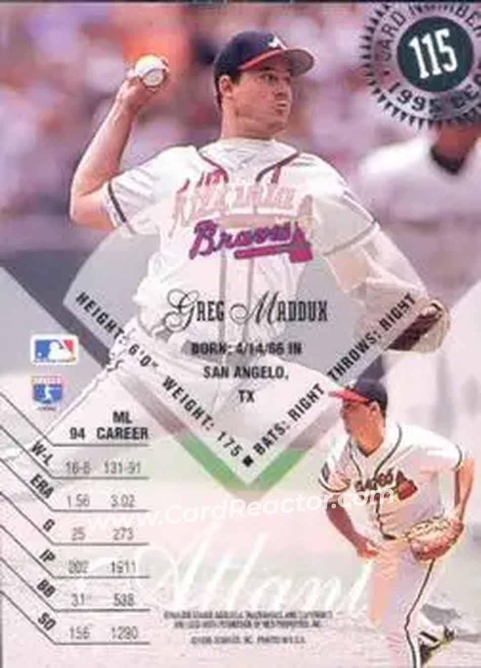 Back of Greg Maddux