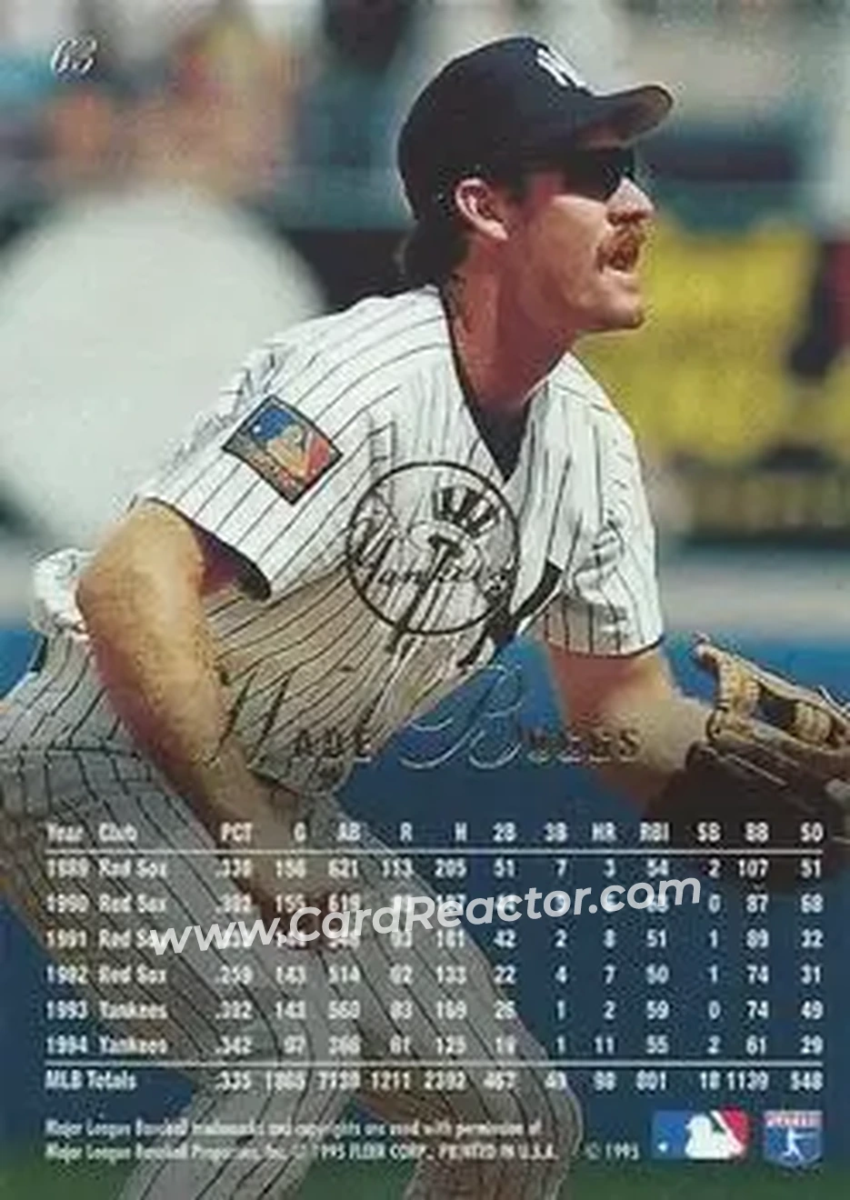 Back of Wade Boggs