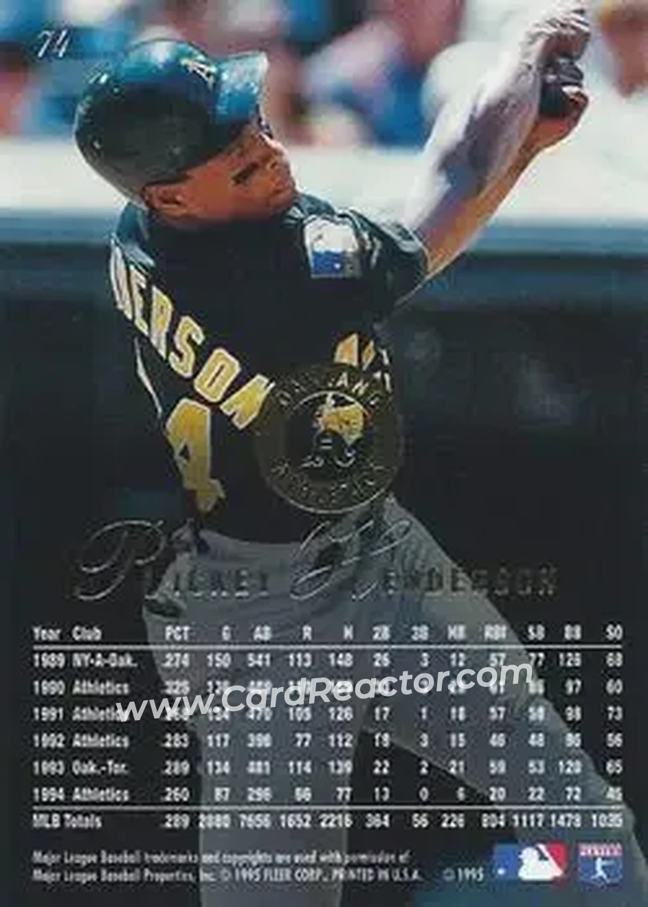 Back of Rickey Henderson