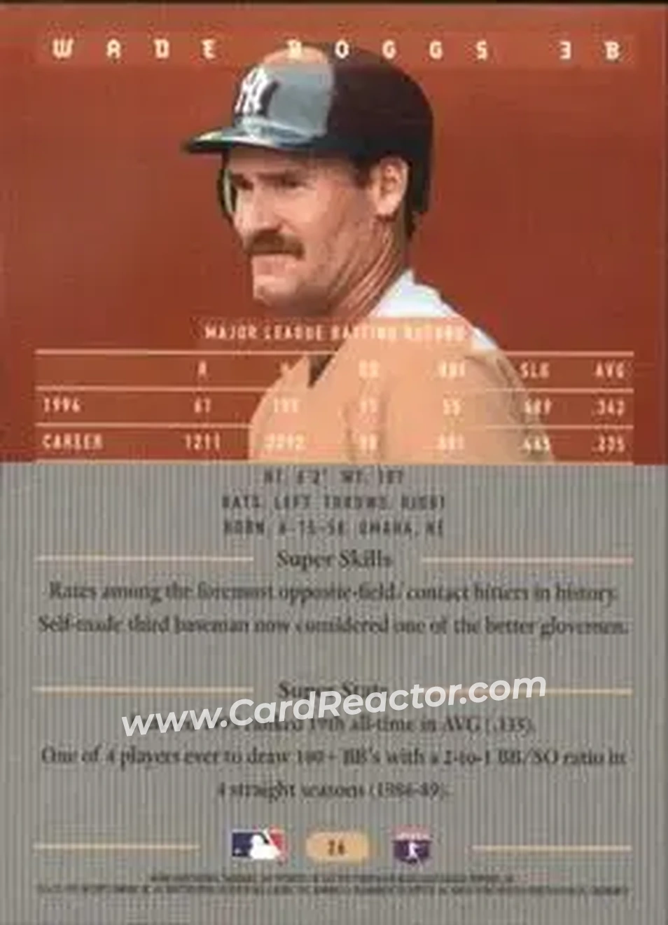 Back of Wade Boggs