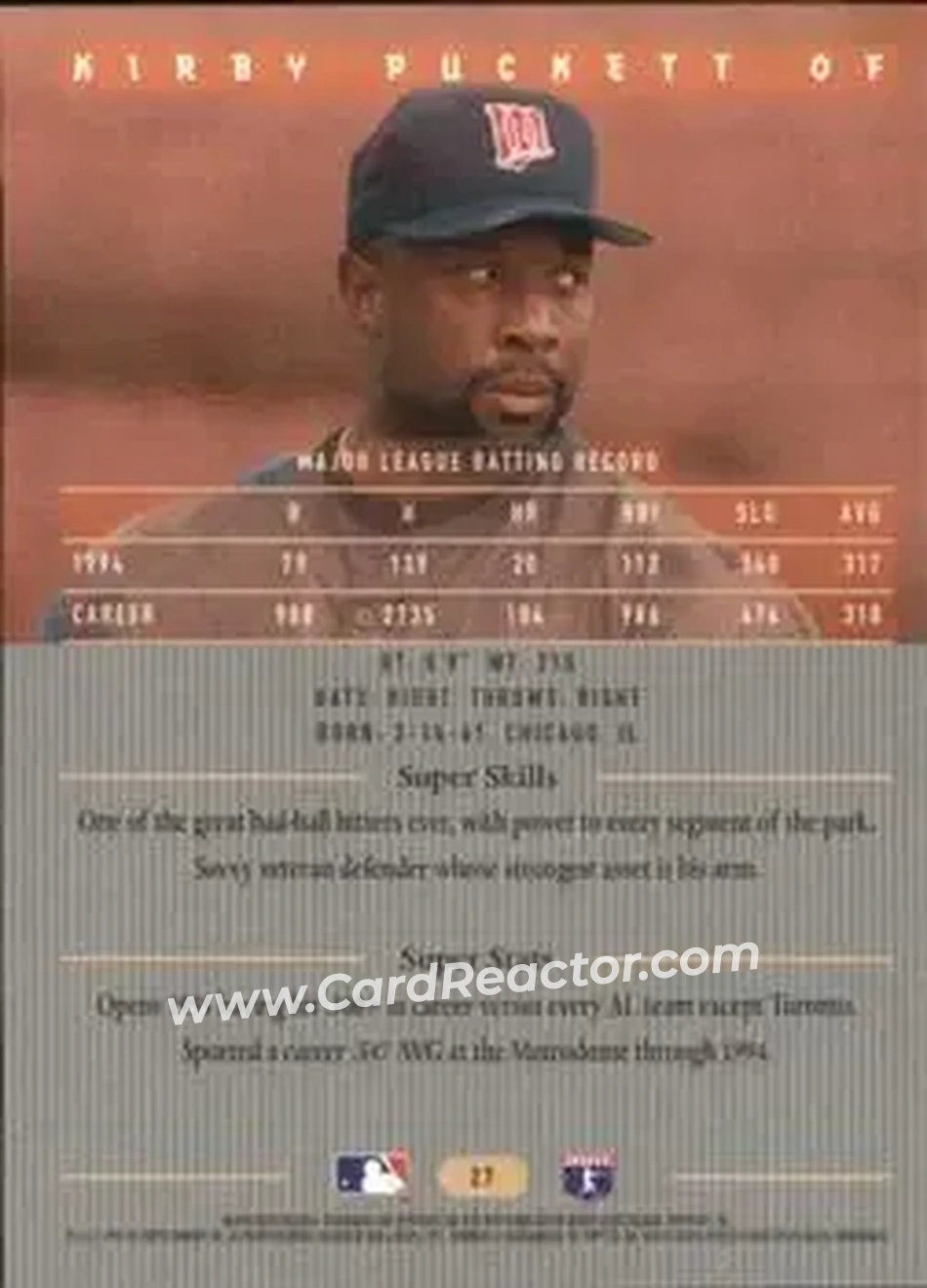 Back of Kirby Puckett