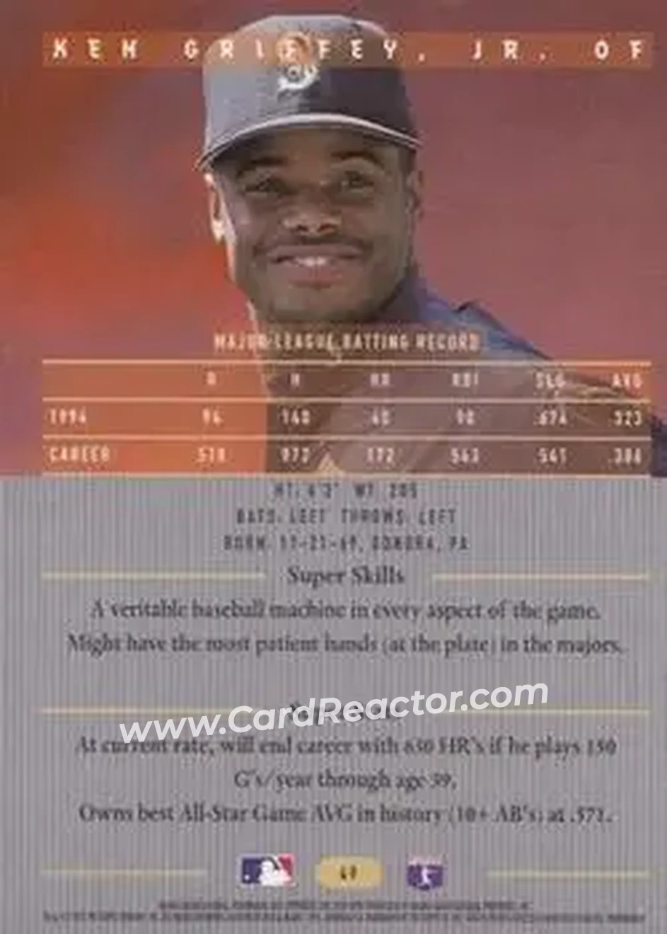 Back of Ken Griffey Jr.