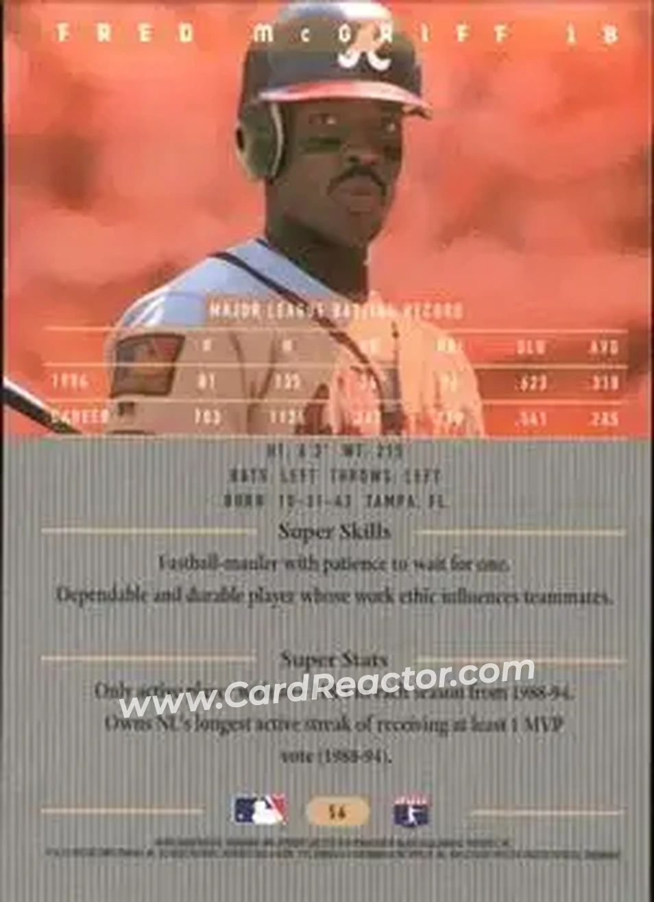 Back of Fred McGriff