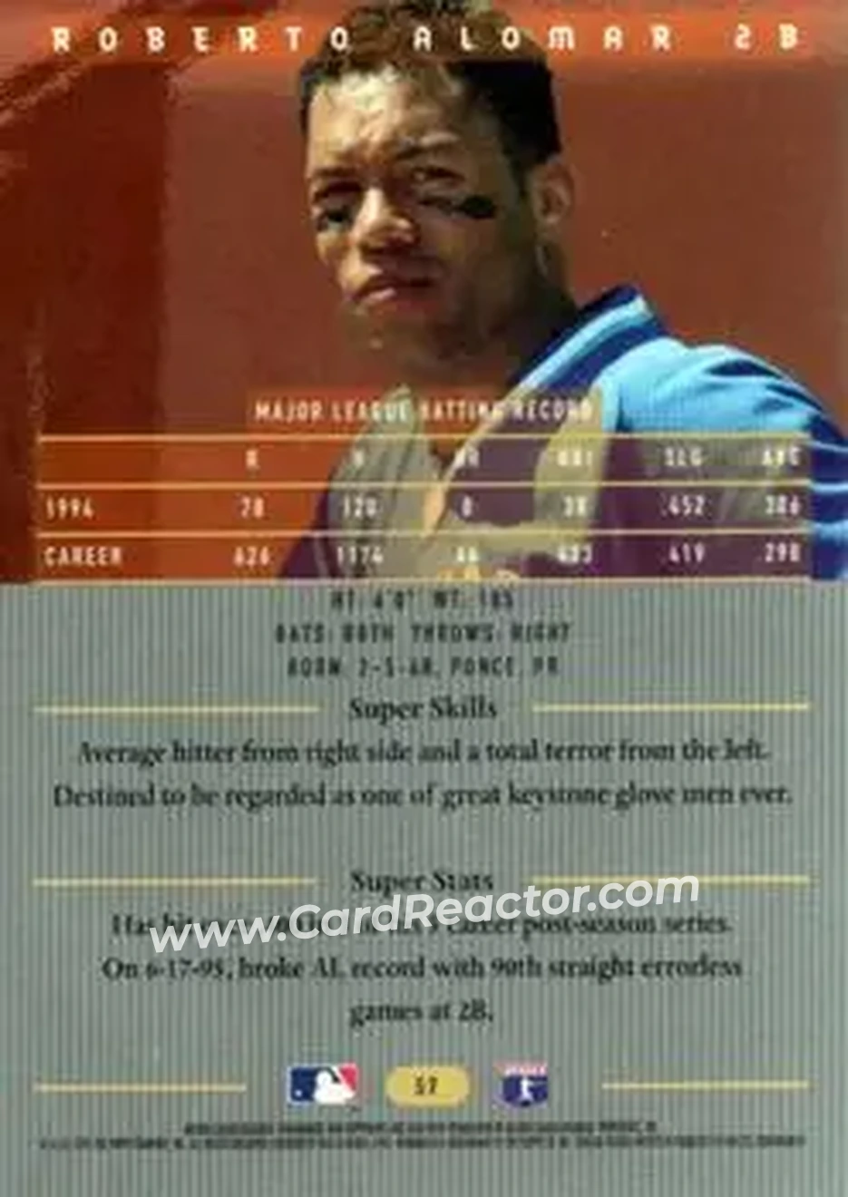 Back of Roberto Alomar