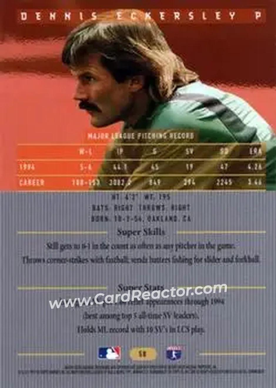 Back of Dennis Eckersley