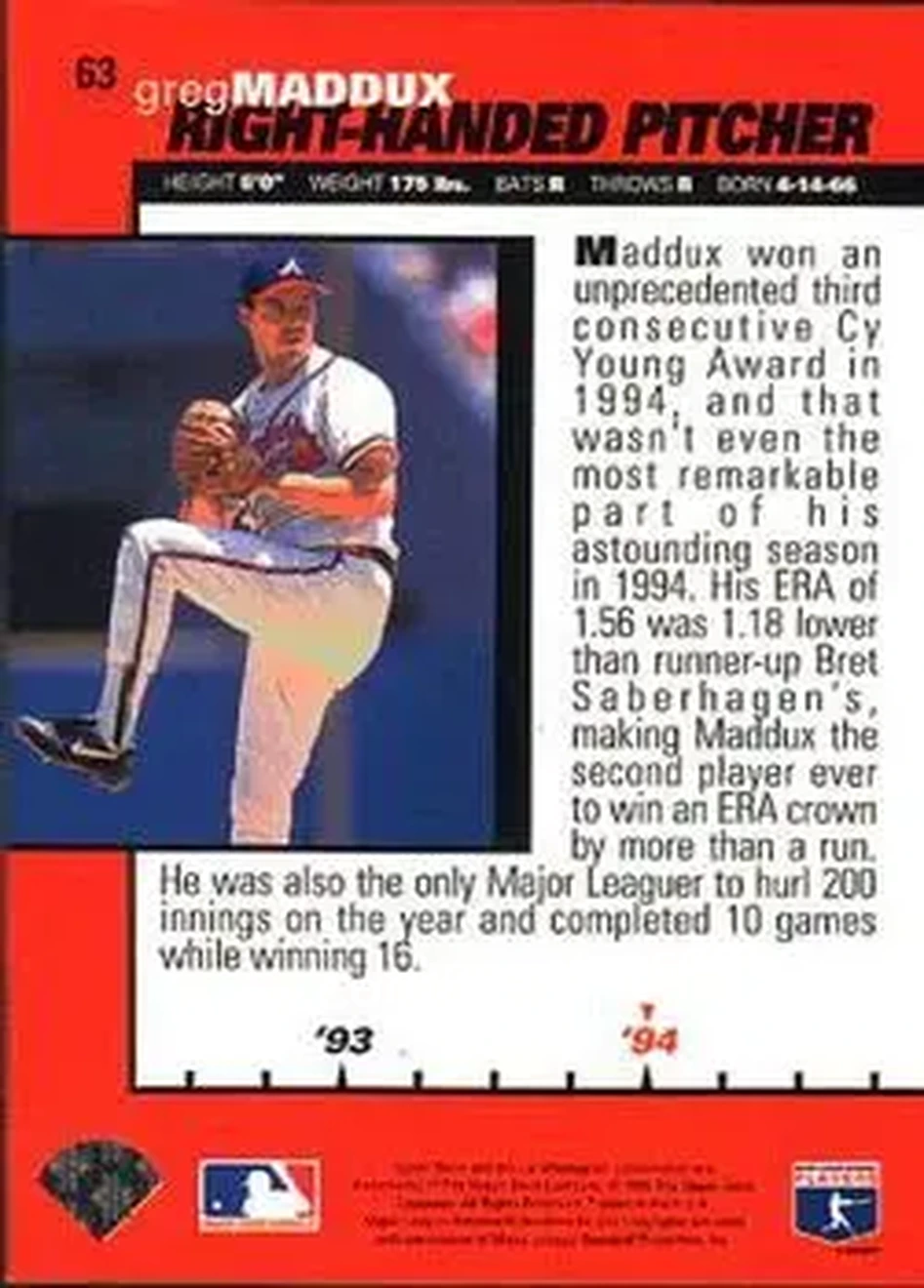 Back of Greg Maddux