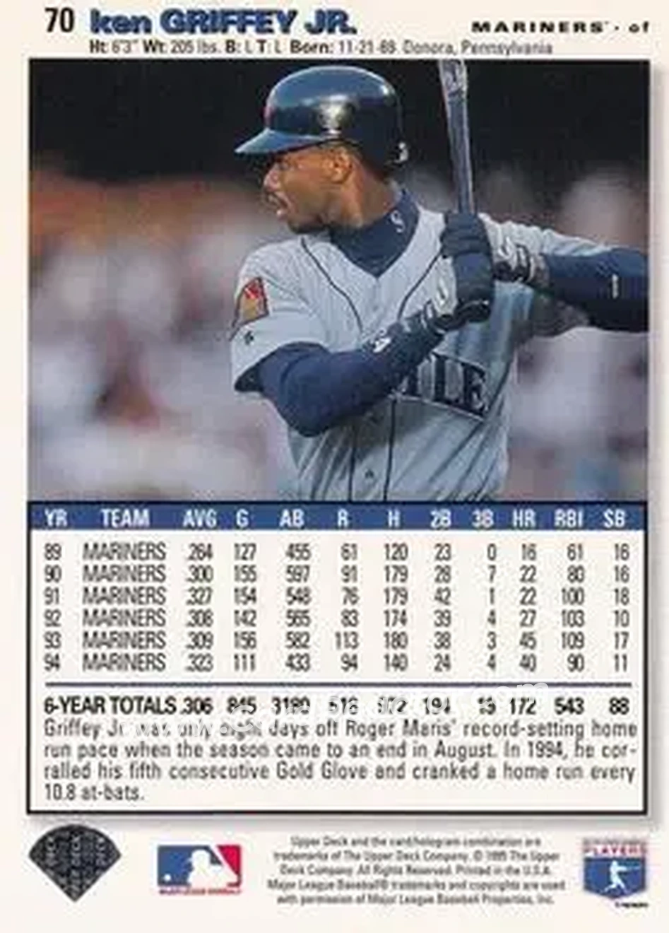 Back of Ken Griffey Jr.