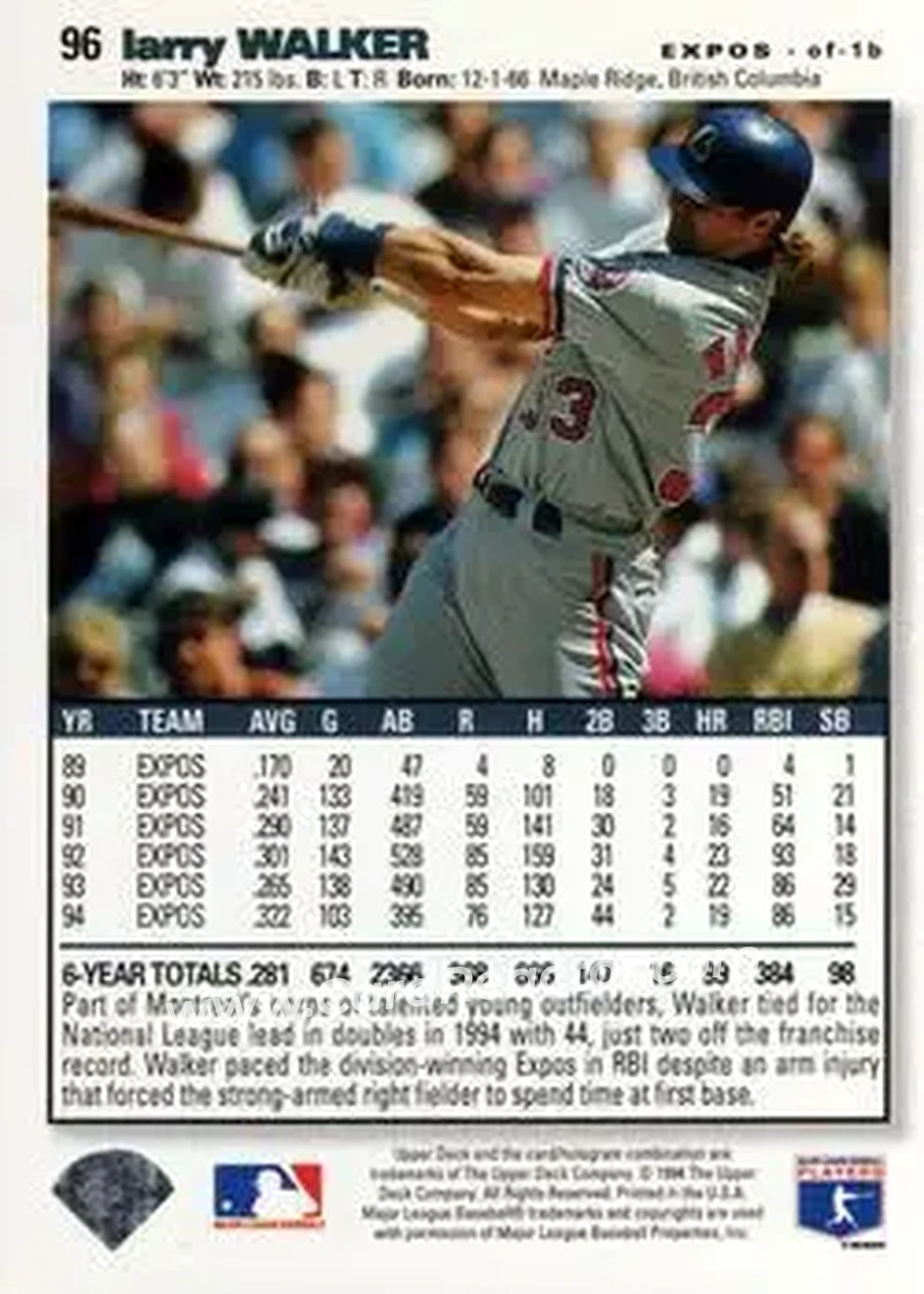Back of Larry Walker