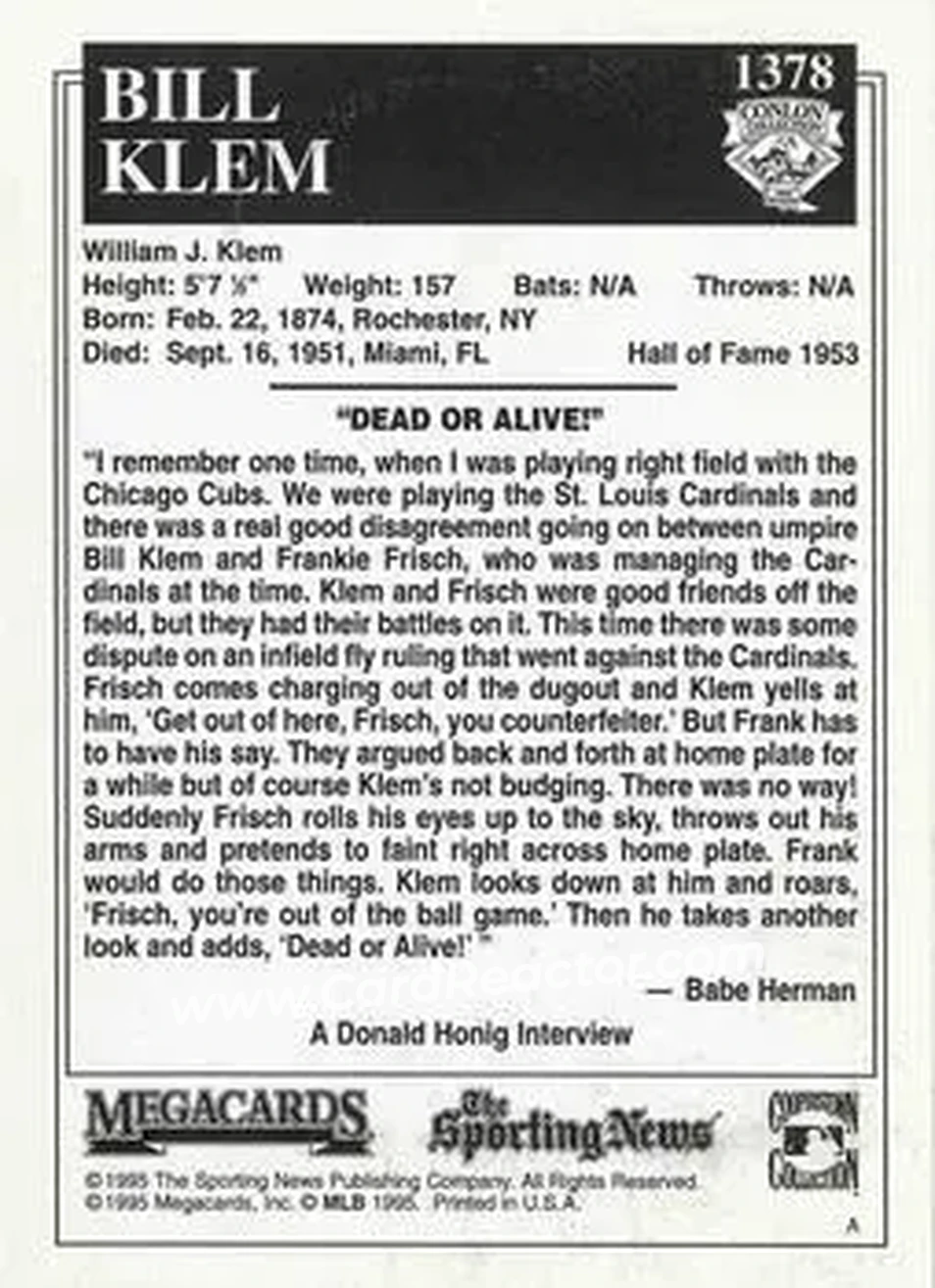 Back of Bill Klem