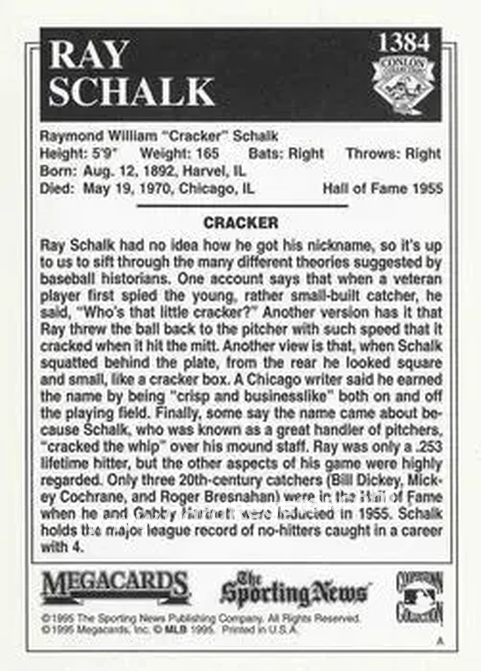Back of Ray Schalk