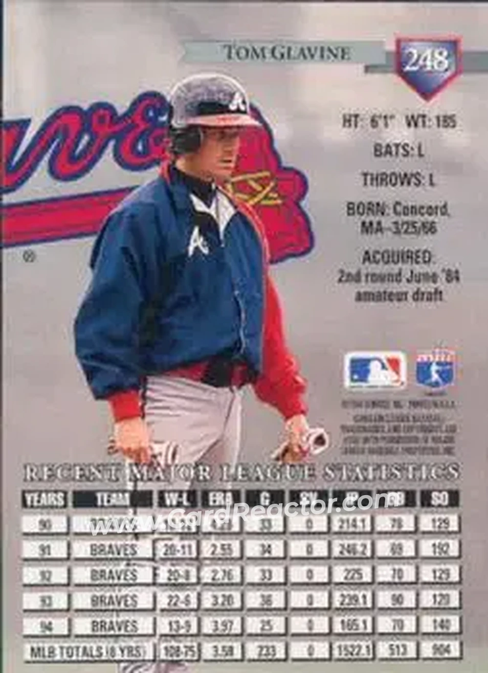 Back of Tom Glavine