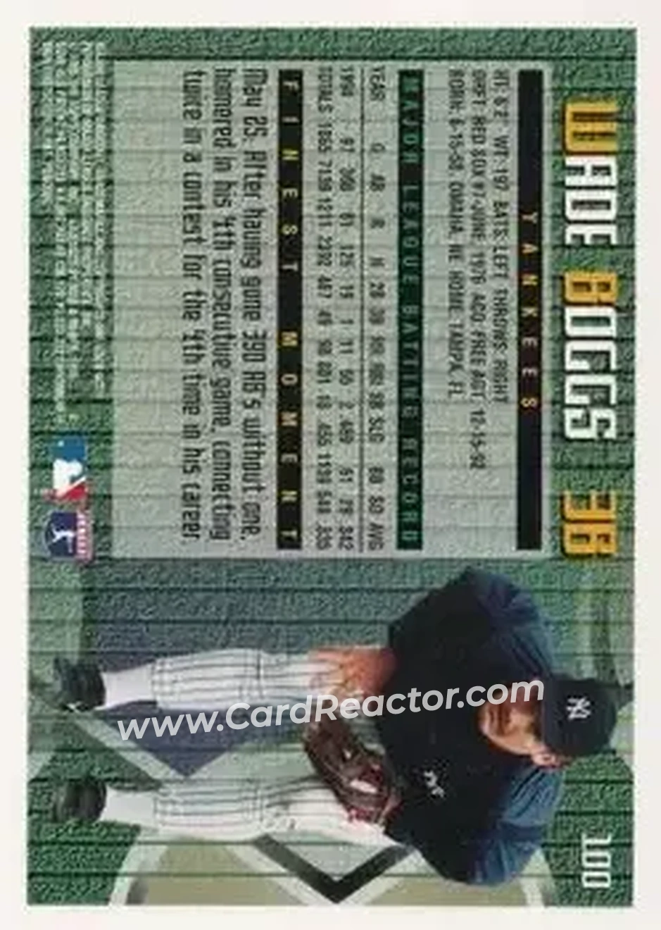Back of Wade Boggs