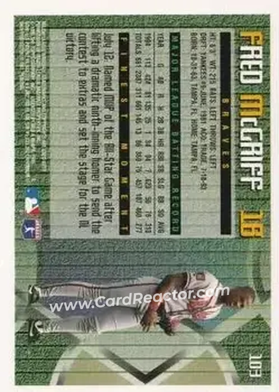 Back of Fred McGriff