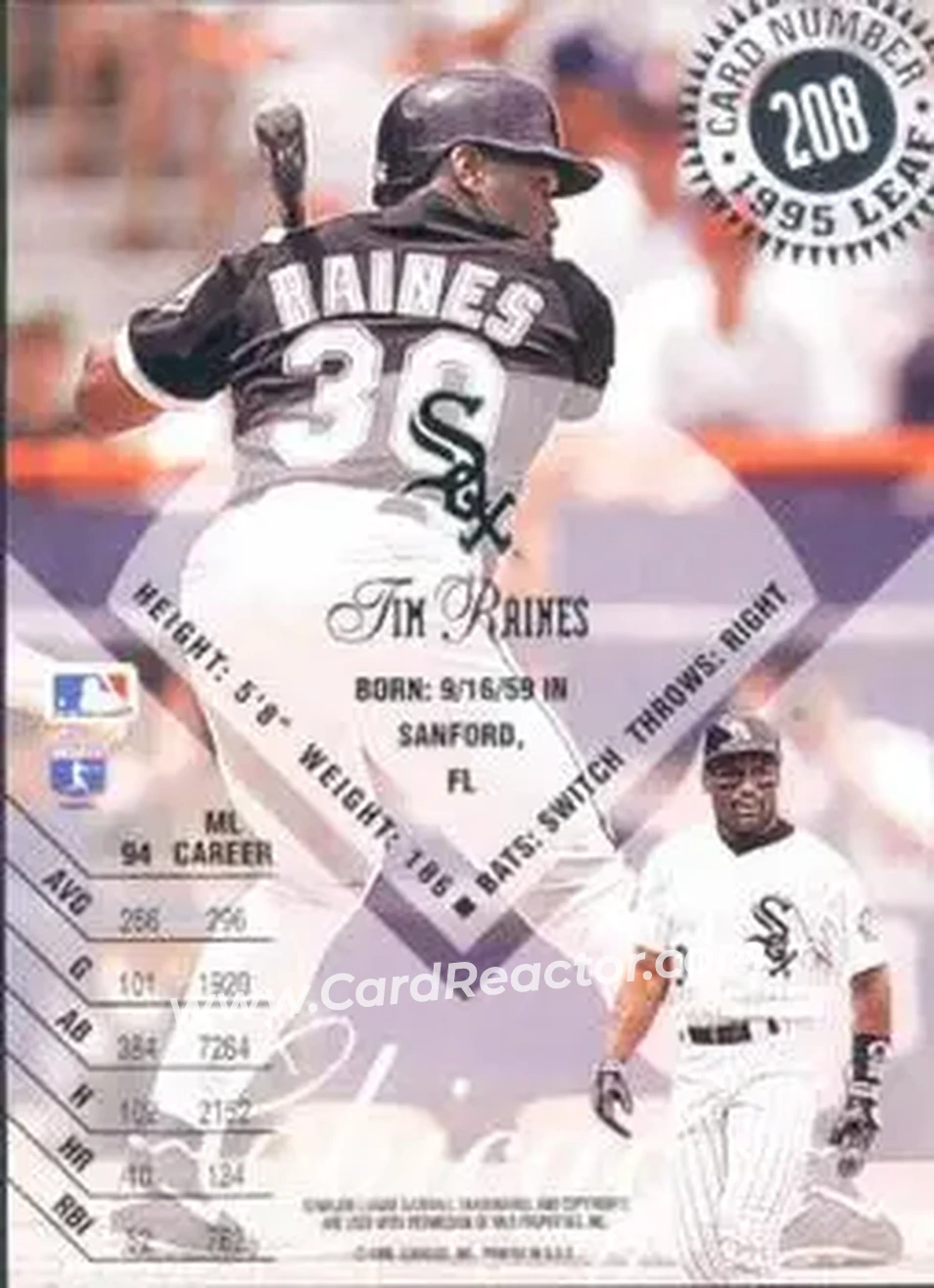 Back of Tim Raines