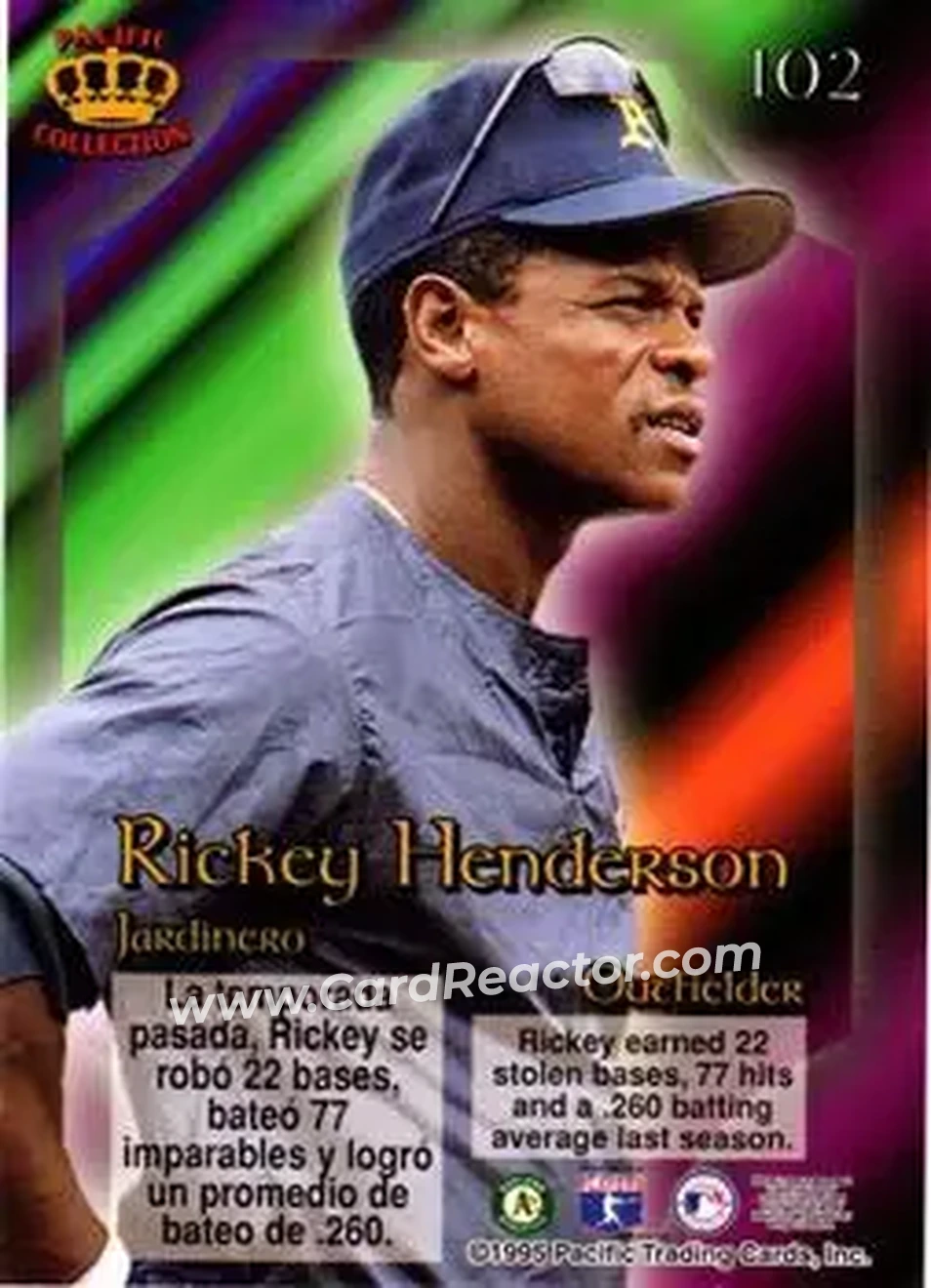 Back of Rickey Henderson