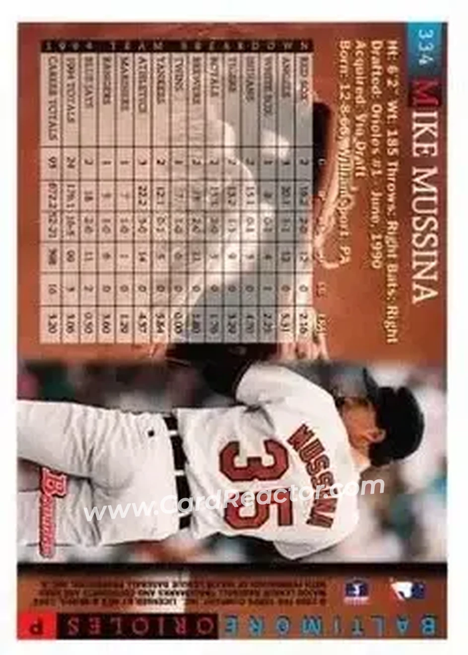Back of Mike Mussina