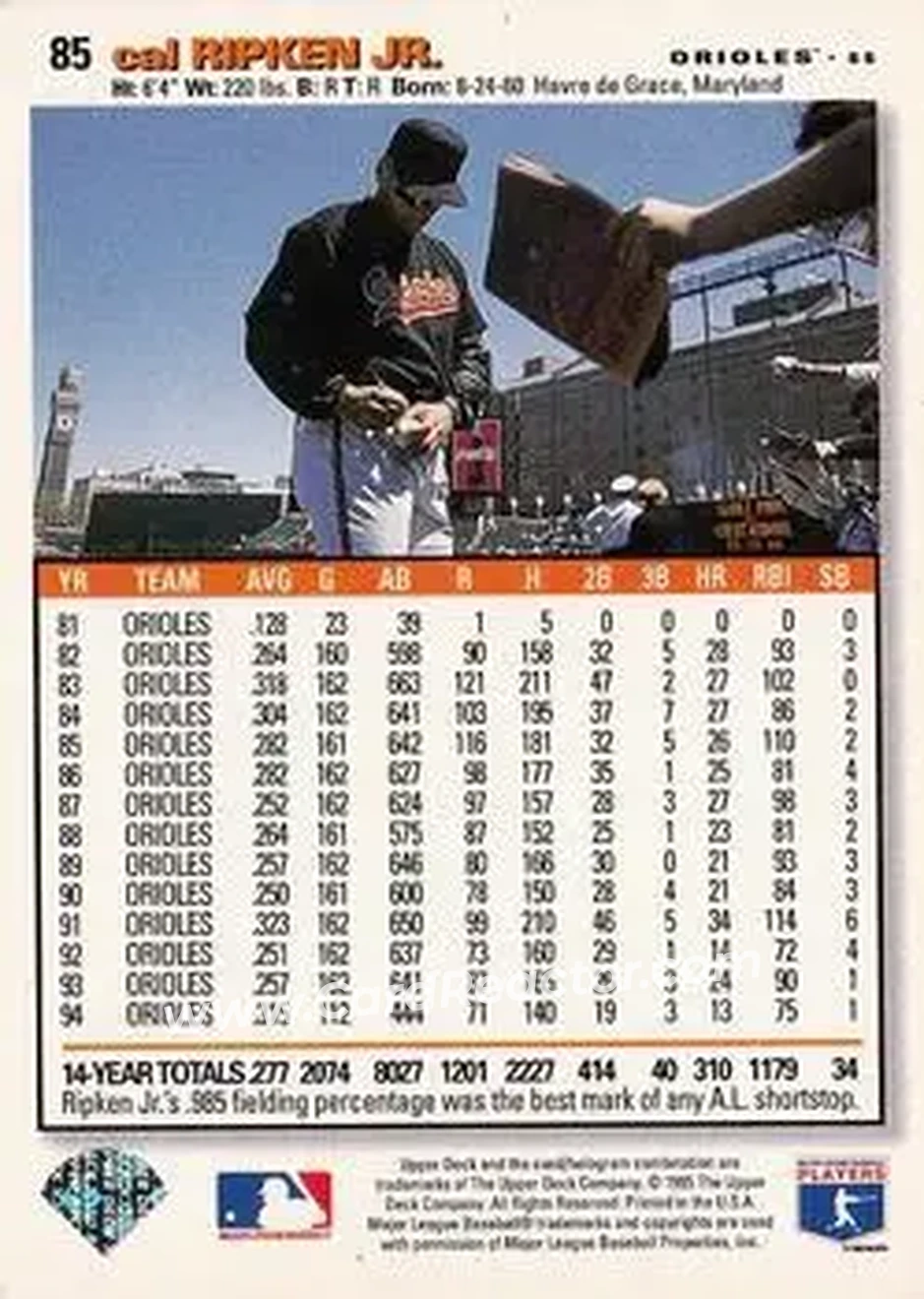 Back of Cal Ripken