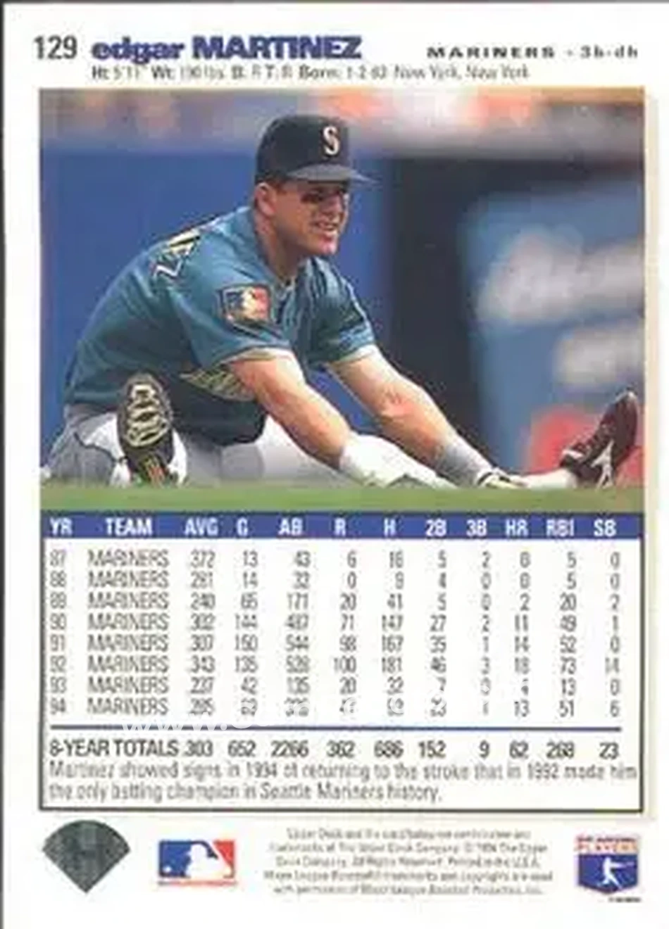 Back of Edgar Martinez