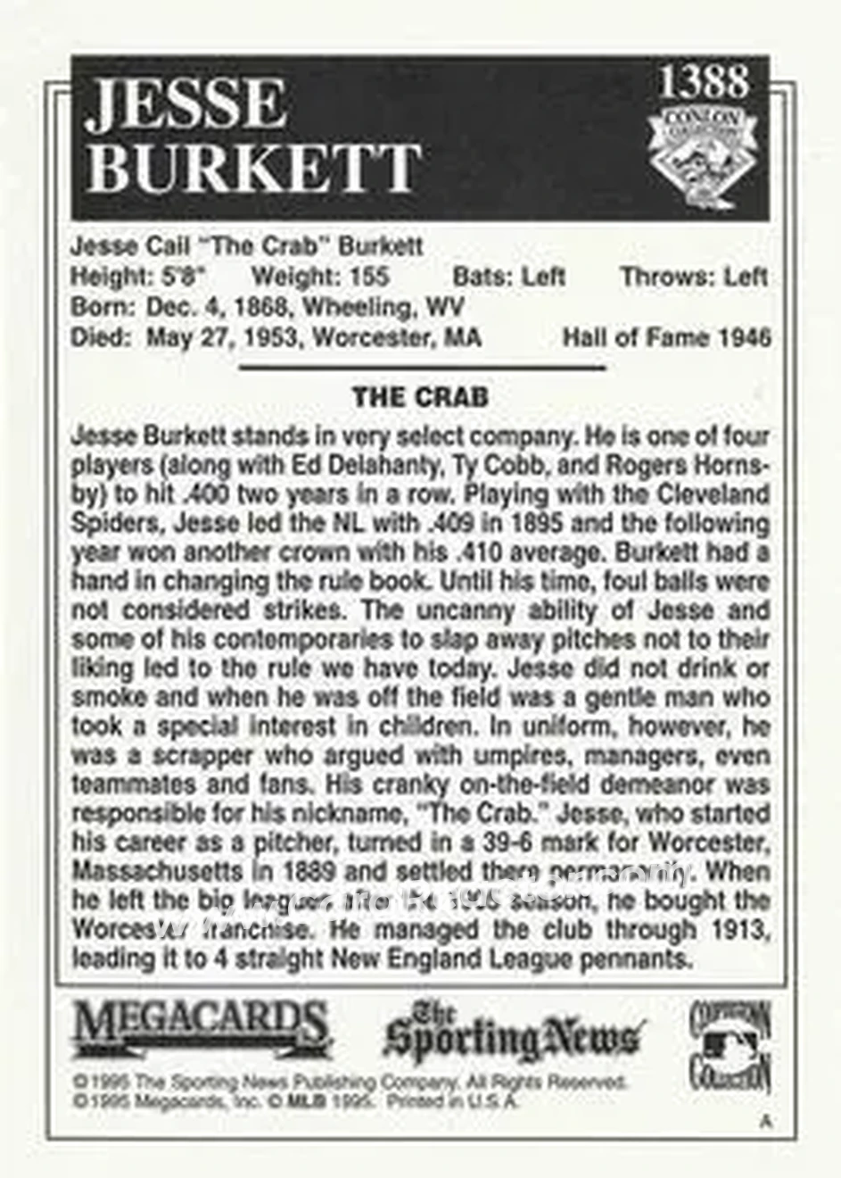 Back of Jesse Burkett