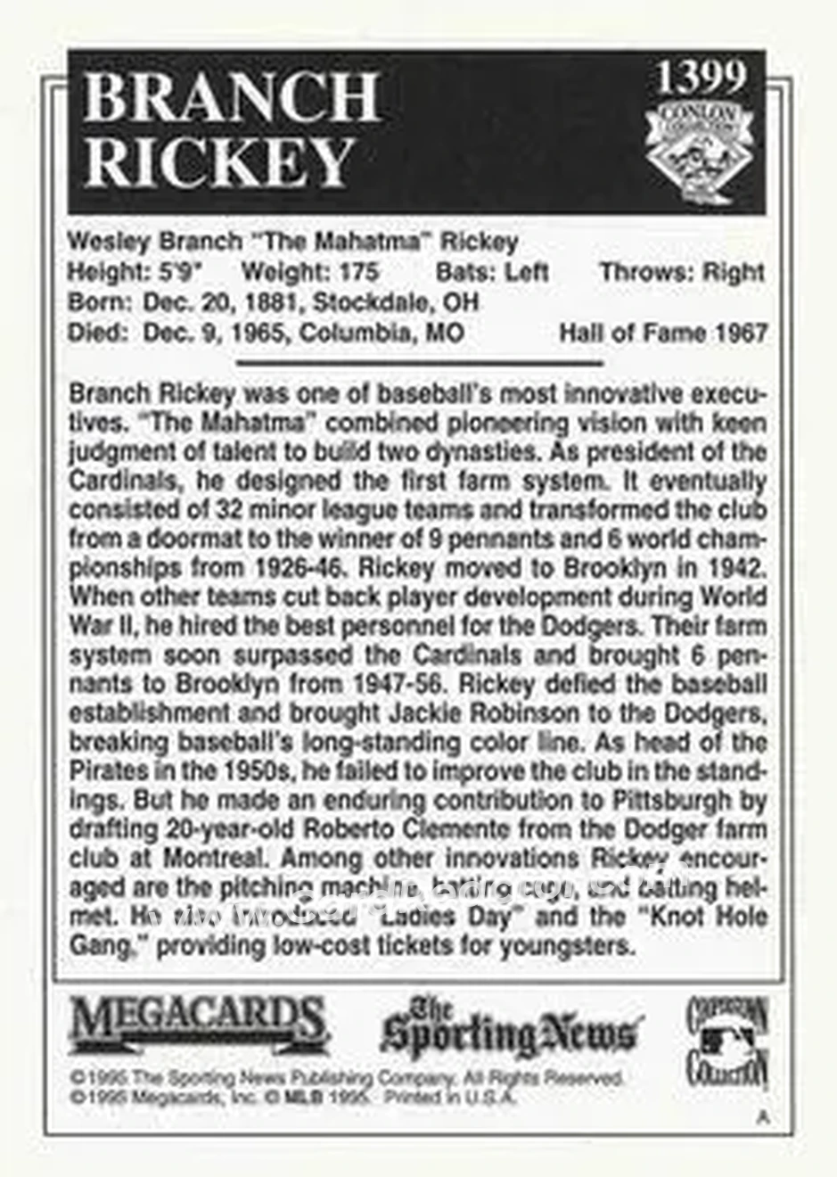 Back of Branch Rickey