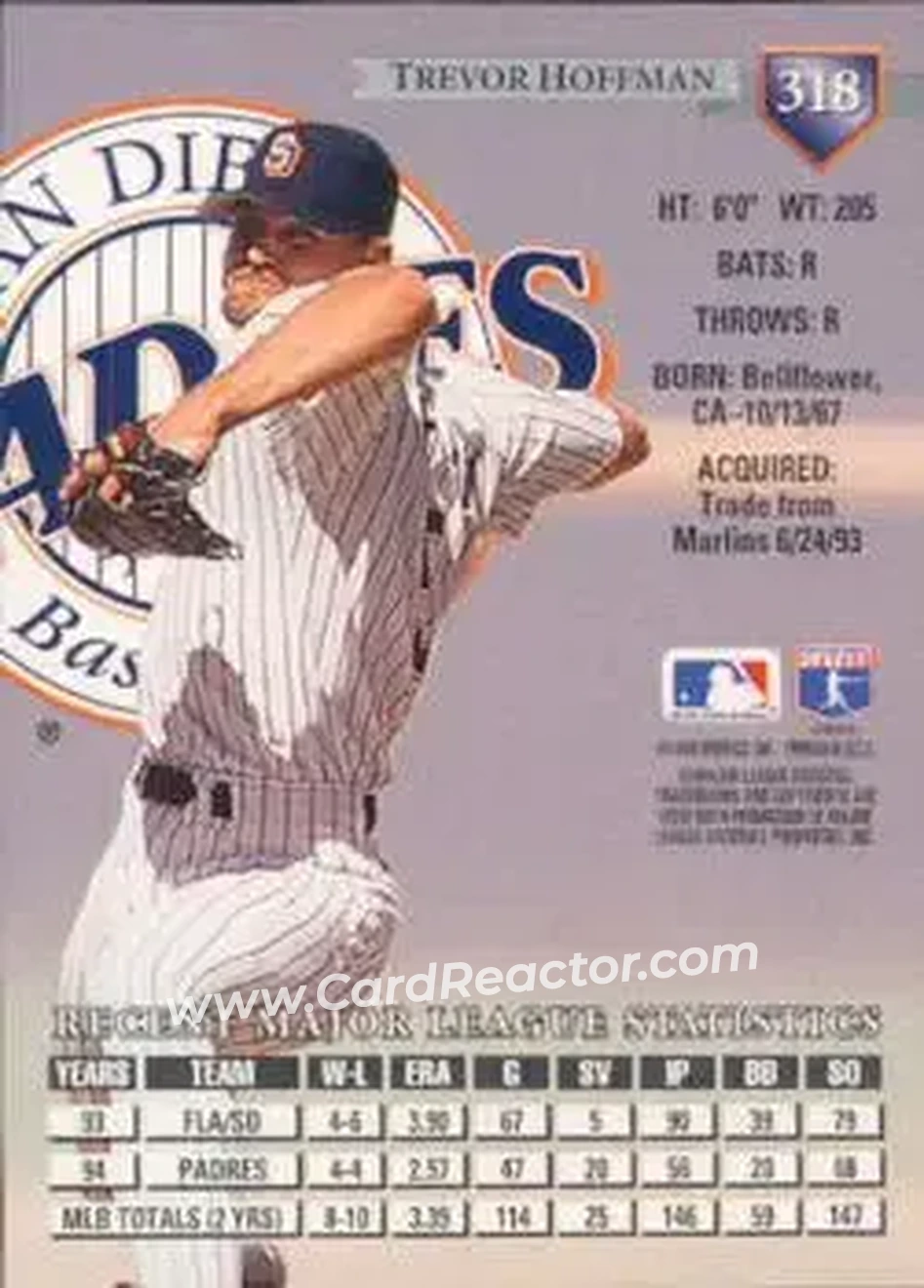 Back of Trevor Hoffman