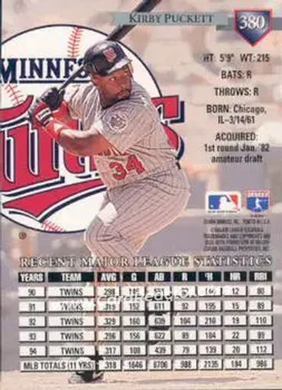Back of Kirby Puckett